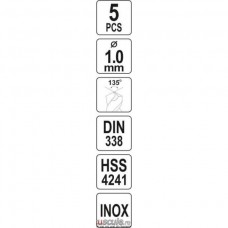 YATO Set 5 burghie pentru gaurit metal, diametru 1..